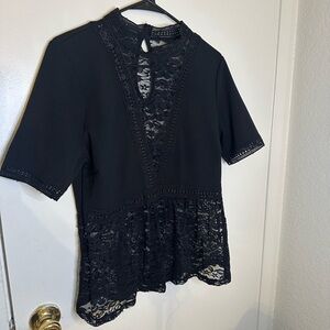 Chic Black Lace Women's Blouse